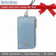 Kate Spade Card case In Gift Box Madison Card Case Lanyard Polished Blue # KC573