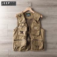 Jeep Spirit 1941 estd Mens Autumn New Work Pants Outdoor Sports Multi Pocket Fishing Tank Top Photog