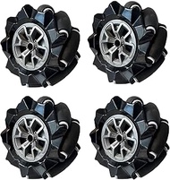 Premium Mecanum Wheels, 4WD Omnidirectional Wheels with Metal 6mm Coupling compatible with Arduino R
