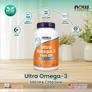 (ของแท้ 100%) Now Foods Ultra Omega 3 500EPA/250DHA Fish Oil 1000 mg 90/180 Softgels/Fish Softgels น