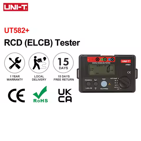 UNI-T UT582+ Digital RCD (ELCB) Tester AUTO RAMP Leakage Circuit Breaker Meter with Mis-Operation Bu