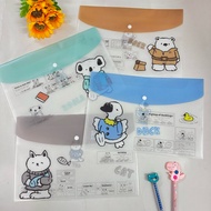 A4 plastic file holder plastic File A4 fail butang student files cute button files A4 zipper file