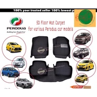 (New)Red Carpet 5D Floor Mat Carpet Perodua Ativa/Axia/Viva/Myvi/Alza/Aruz/Bezza/Ativa