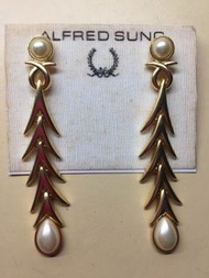 Alfred Sung Gold-Tone Faux Pearls Pierced Earrings