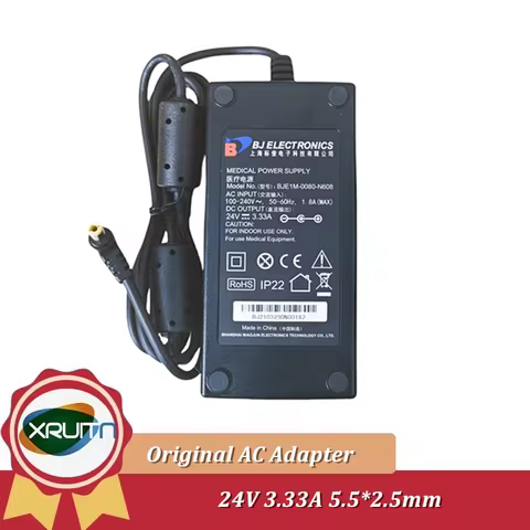 Original For BJELECTRONICS BJE1M-0080-N608 Medical Power Supply 24V 3.33A 80W AC Adapter Charger 5.5