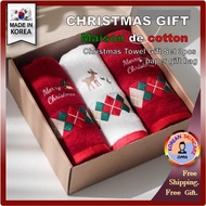 [maison de cotton] christmas towel gift set (3pcs) + paper gift bag  /hotel towel /christmas gift /christmas edition /korean towel
