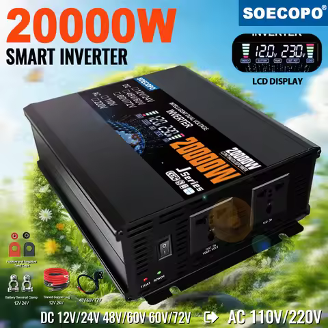 Dual Voltage Input 20000W Smart Camping Inverter Solar & Current Inverter DC to AC 110/220V Camping