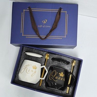 【EONMIR】Popular Crown Pattern Ceramic Diamond Cup Couple Cup Coffee Cup Set Gift Double Cup Premium 