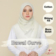 Tudung Bawal Cotton Curve Bidang 45 Plain Minimal Bucu Bulat Awning Senang Bentuk Kain Sejuk Ringan