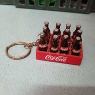 Coca cola keychain miniature  bottle in plastic crate