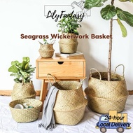 Seagrass Wickerwork Basket Rattan Hanging Flower Pot Dirty Laundry Hamper Storage Basket Plant Baske