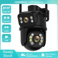 Hamrol 8MP WiFi PTZ Kamera Lensa Ganda Kamera CCTV Perlindungan Keamanan Luar Ruangan IP CCTV Pengaw