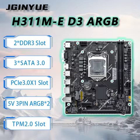 JGINYUE H110 ARGB Motherboard supports Intel 6/7/8/9th DDR3 M-ATX 32GB RAM Desktop PC PCIe3.0 ARGB T