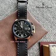 [Original] Alexandre Christie 6280 MCLBRBASL Chronograph Men's Watch with Black Dial Black Genuine Leather