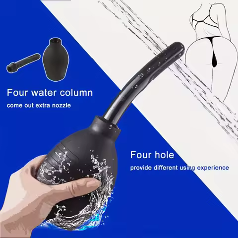 Silicone Enema Irrigator Cleaning Enema Bulb Safe Flow Flush Cleaning Tool for Anus Vagina Reusable