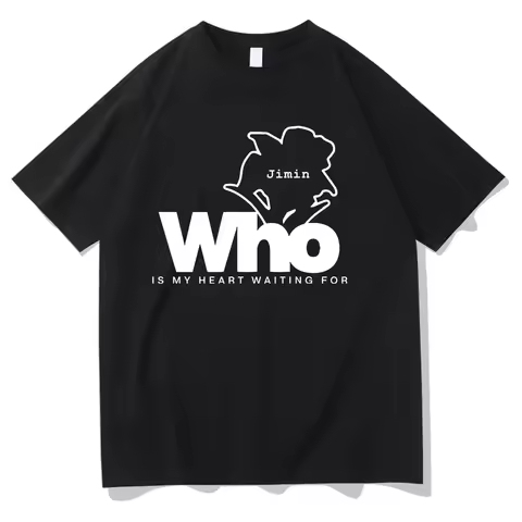Jimin Muse Who T Shirt New Fashion Men/Women Letter Print Is My Heart Waiting for Tshirt Unisex Vint