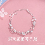 Double Layer Women Bracelet Pure Silver Car Flower Geometric Shape Niche 990 Girl Fresh Retro Japane