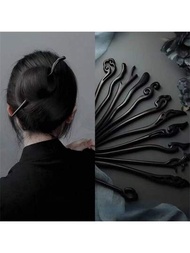 1 件黑檀木髮棒,優雅酷炫髮夾,傳統中式髮飾波西米亞風格