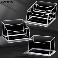 BUTUTU 1Pcs Business Card Box, Display Stand 1/2/3 Grids Bussiness Card Holder,  Transparent Acrylic