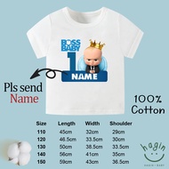 Haginbaby Baby Boss Custom Add Name Cotton Baby Tshirt Cartoon Tops Birthday Boys Personalized Baby 