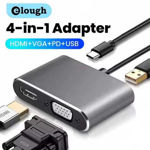 Elough Type-c Docking Station HDMI VGA Game Console USB Monitor VGA Docking Station 4 in 1 HUB 4K Hi