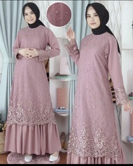 Gamis Brokat Ukuran Jumbo dan Ukuran Tanggung - Bahan Lapisan Katun Micro Brokat dan Tile dot