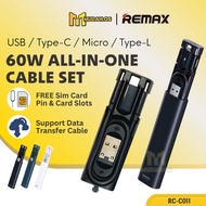 REMAX 60W Type C Fast Charging Cable Set 3 In 1 MDRCC011 Micro USB Type C To C Mini Data Cable Set P