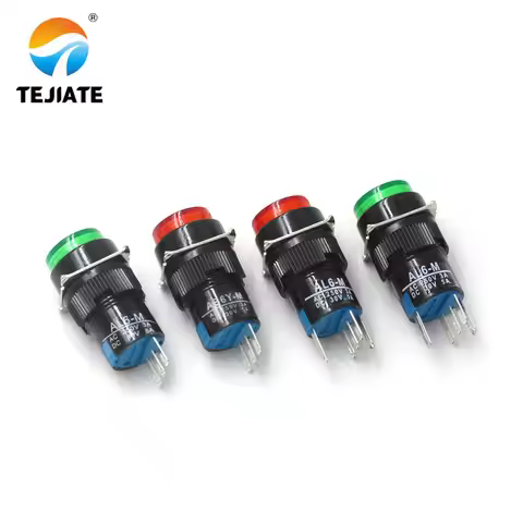 AB6-A self-locking 3-pin power start AD16 button AL6-M reset 5-pin with light 16mm switch LA16