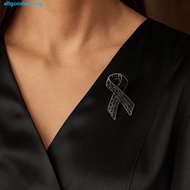 ALLGOODS Funeral Ribbon Badge Brooch, Rhinestone Crystal Melanoma Cancer Black Ribbon Pin, Sweet Vin
