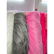 Long pink fur rug - long fox fur rug