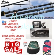 4077 COMBO SET I FIXH AZORES OCEAN GAME STIK + TSSD 4000L BLACK RIGHT HAND TROLLING DRUM FISHING REE
