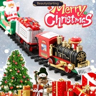 BEAUTYSTARTING Animated Christmas Tree Train Hanging Electric Train Set Steam and Light Express Trai