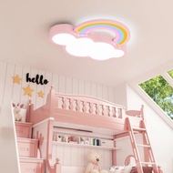 Kids Bedroom Ceiling Light Creative Cartoon Ceiling Light Fixture Dimming Cloud & Rainbow Design Dec