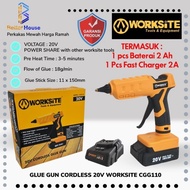 SALE GLUE GUN CORDLESS 20V ALAT LEM TEMBAK BATERAI WORKSITE CGG110