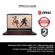 MSI Katana GF66 12UGS-624MY 15.6" 240Hz Gaming Laptop (i7-12700H, 16GB, 1TB, RTX3070TI, Win11)