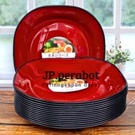 MERAH 12PCS UNIQUE BLACK RED RAMEN SQUARE PLATES LUXURY HEAT RESISTANT PLASTIC PLATE