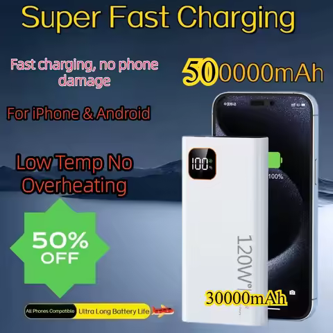 120W PowerBank 500000mAh 30000mAh High Capacity Super Fast Charging Portable Battery CCC Charger for