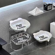 輕奢不鏽鋼陶瓷家用肥皂盒化妝室浴室雙層瀝水收納香皂盒置物架