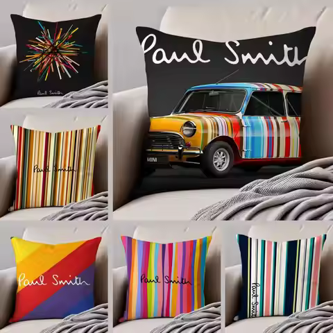 Bold British Fashion Brand P-Paul Smith Cushion Cover Throw Pillow Cover Hidden Button Durable Polye