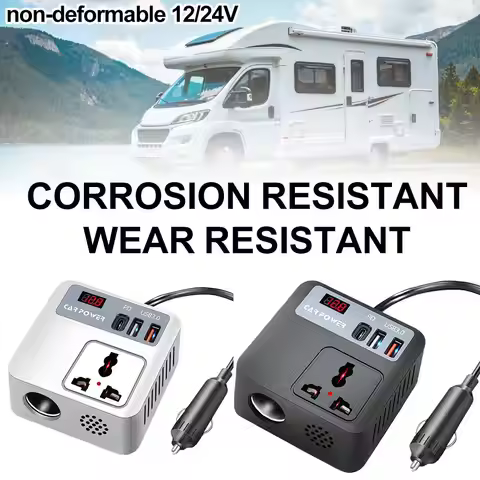 200W Car Power Inverter DC 12V/24V to AC 220V, Cube Socket with QC3.0 Fast USB Charger, for Car/Truc