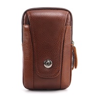 Mens Multi-Functional Casual Waterproof Leather Phone Bag for Construction Site Vertical Style Outdo