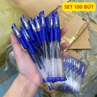 Combo 100 bút bi nước viết êm tay không lem mực ra tay bút bi giá rẻ màu xanh đồ dùng cho học sinh v