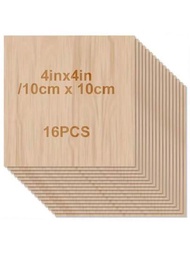 未加工木材,手工藝品用木板- 4 X 4 X 1/12英寸- 厚度為2毫米的光滑表面木板-未完成的方形木板,適用於激光切割,木燒,建築模型,染色
