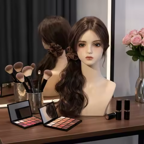 Mannequin Head with Shoulders Professional Mannequin Bust Head Natural Makeup Lightweight for Hair S