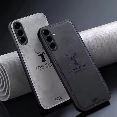 Fabric Cloth Deer Pattern Case For Samsung Galaxy A57 A37 5G S26 Ultra S24 FE S25 Plus Edge Soft tpu