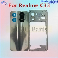 For Realme C33 Middle frame Battery Door Cover Rear Case Back Housing cover Replacement Parts
