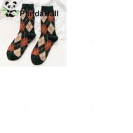1set 2 Pairs Wool Knitting Socks Rhombus Pattern Crew Socks Winter Warm Thermal Socks Dark Slate Gra