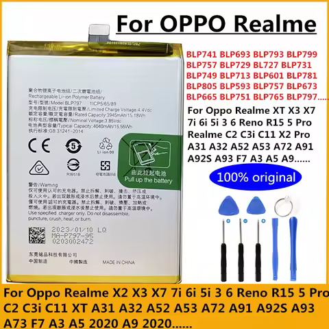 Battery for Oppo Realme X2 X3 X7 7i 6i 3 6 5 7 Pro C2 C3i C11 XT Reno R15 A31 A32 A52 A53 A72 A91 A9