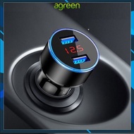 Agreen 3.1A Dual USB Car Charger 2 Port LCD Display 12-24V Cigarette Socket Lighter