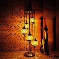5 kepala Mediterranean lampu lantai Retro bilik tidur ruang tamu buatan tangan romantis turki lampu
